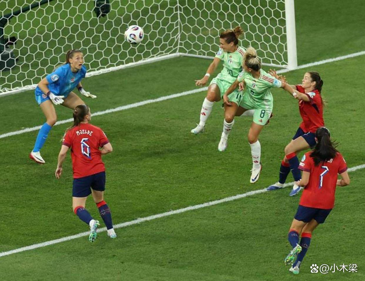 意大利女足与挪威队激战，晋级四强